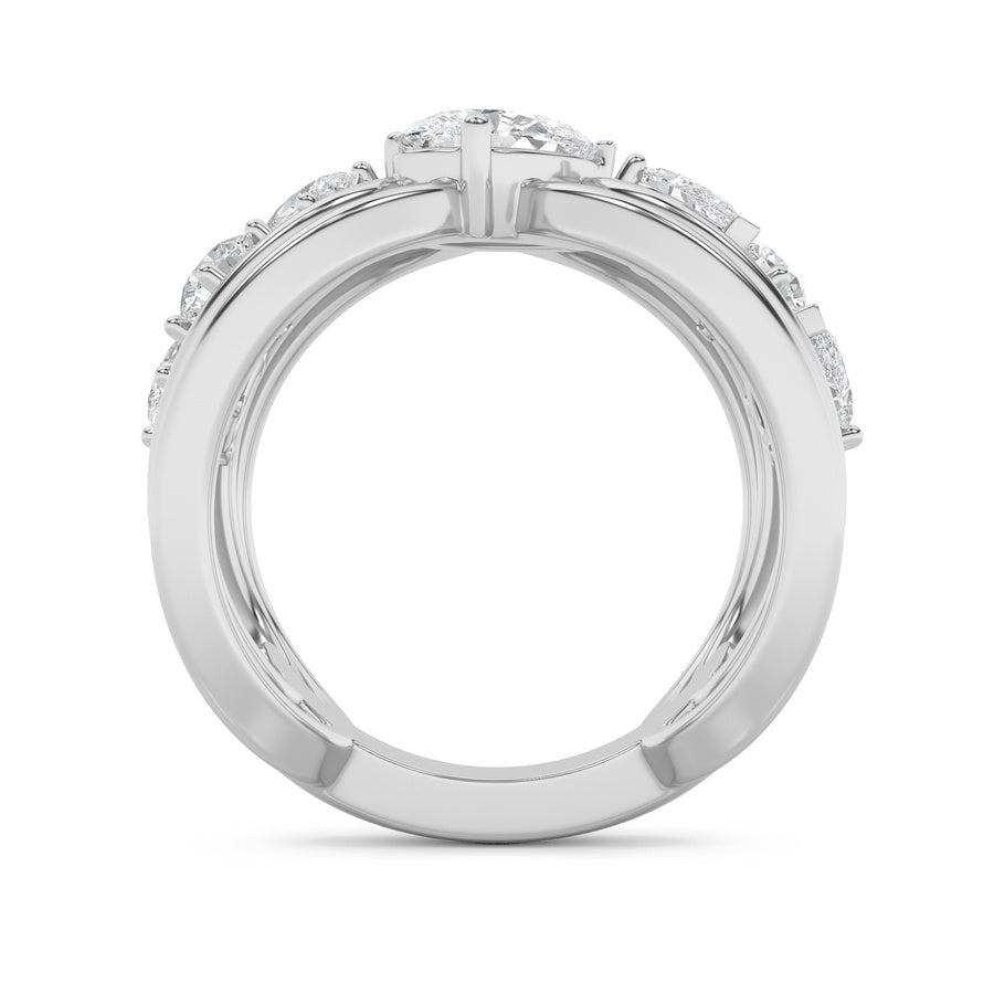 2Cttw Pear Shaped Lab Grown Diamond (F/VS) Seven Stone Fashion Ring in 14K Gold