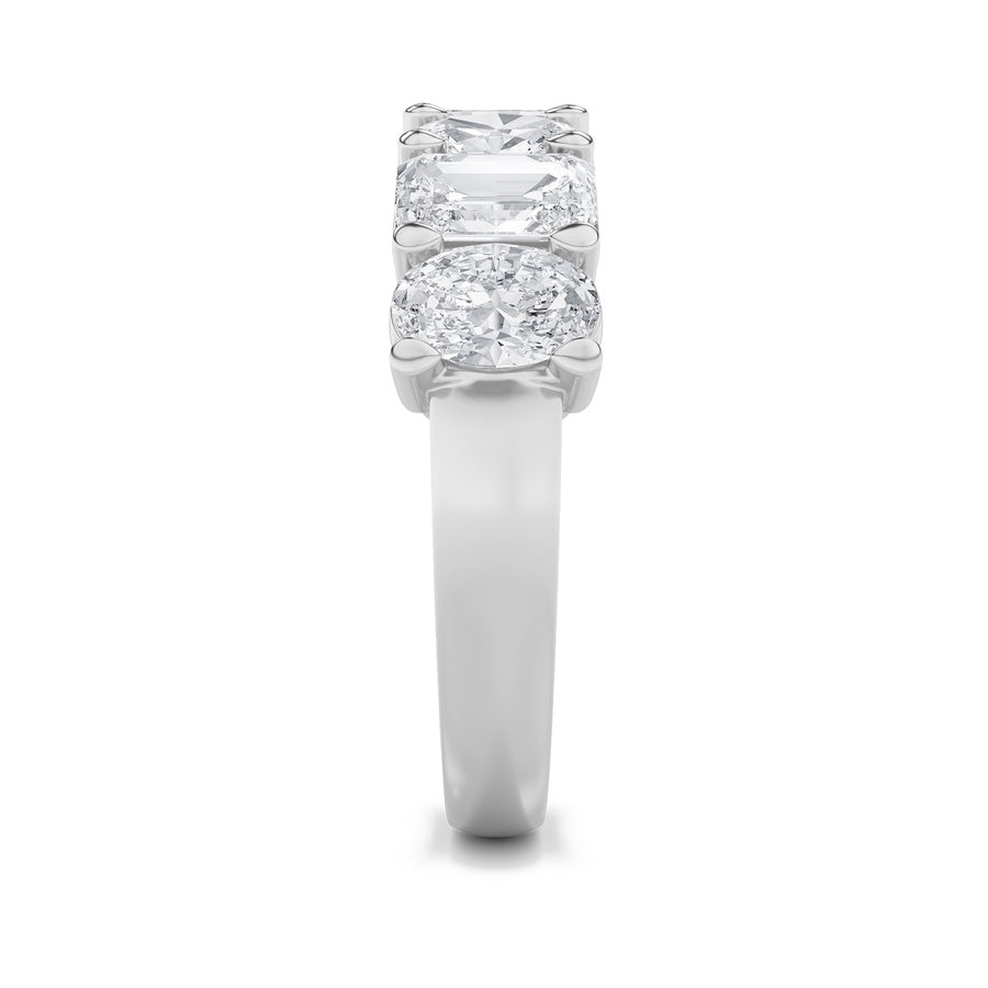 3Cttw Emerald Shaped Lab Grown Diamond (F/VS) Seven Stone Band Ring in 14K Gold