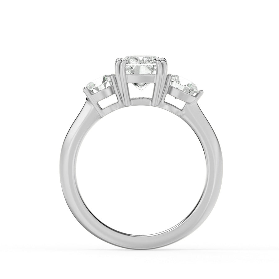 3Cttw Elongated Cushion Shaped Lab Grown Diamond (G/VS) Bold Three Stone Ring in 14K Gold
