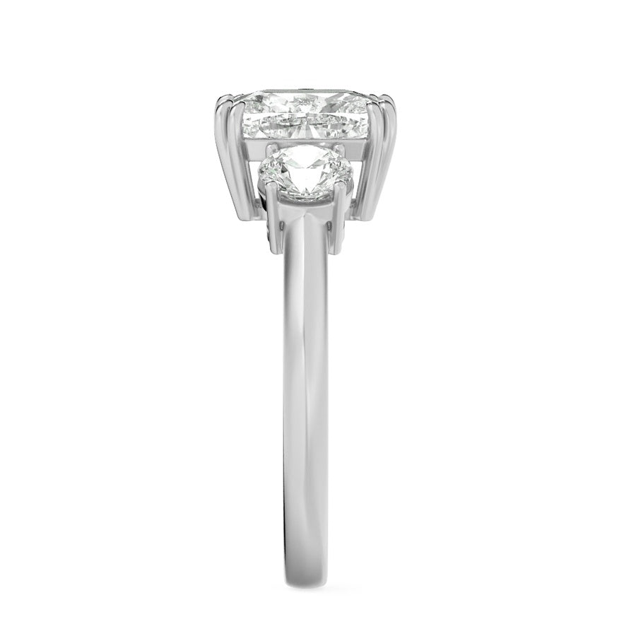 3Cttw Elongated Cushion Shaped Lab Grown Diamond (G/VS) Bold Three Stone Ring in 14K Gold
