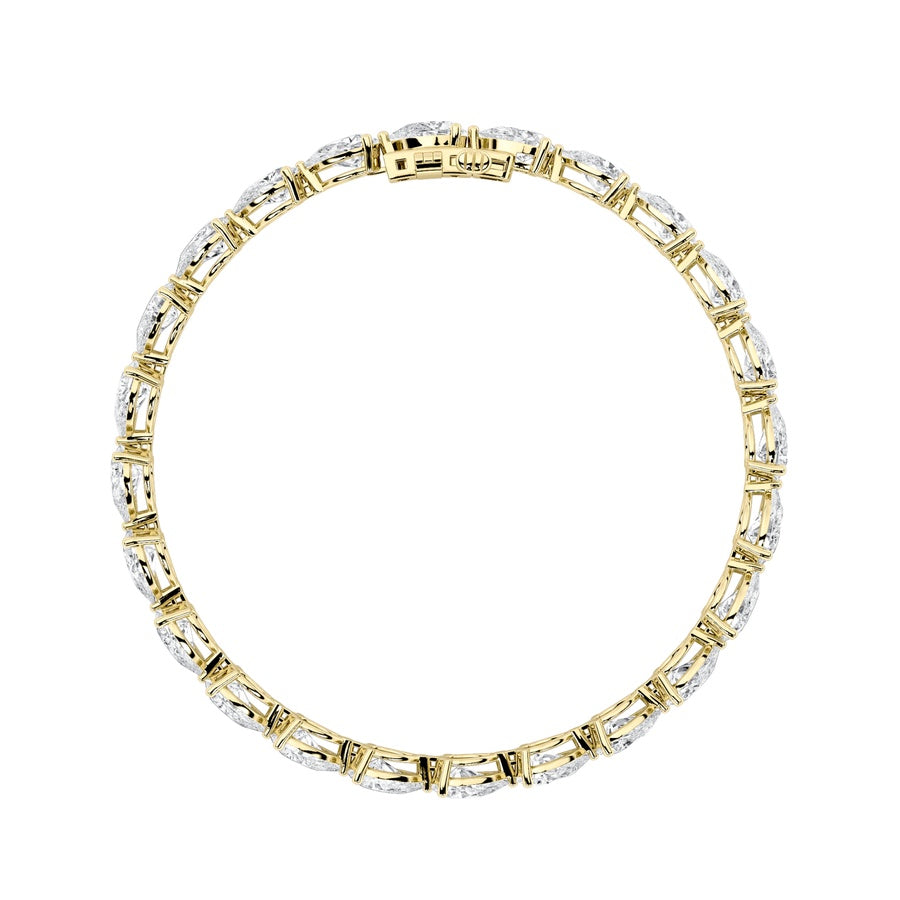 8.5Cttw Pear Shaped Lab Grown Diamond (F/VS) FancyLine Bracelet in 14K Gold