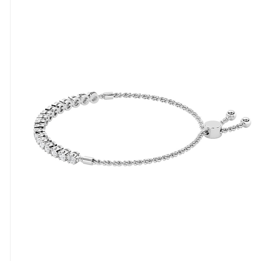 1Cttw Round Shaped Lab Grown Diamond (F/VS) Bolo Bracelet in 14K Gold