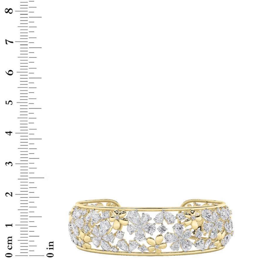 23.5Cttw Mix Shaped Lab Grown Diamond (F/VS) FancyFlower Bracelet in 14K Gold