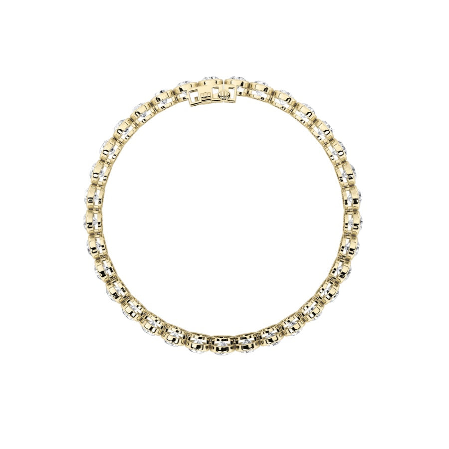 10Cttw Round Shaped Lab Grown Diamond (F/VS) EastWest Bezel Set Bracelet in 14K Gold