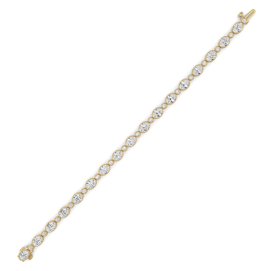 8Cttw Oval And Round Lab Grown Diamond (F/VS ) Bezel Set Bracelet in 14K Gold
