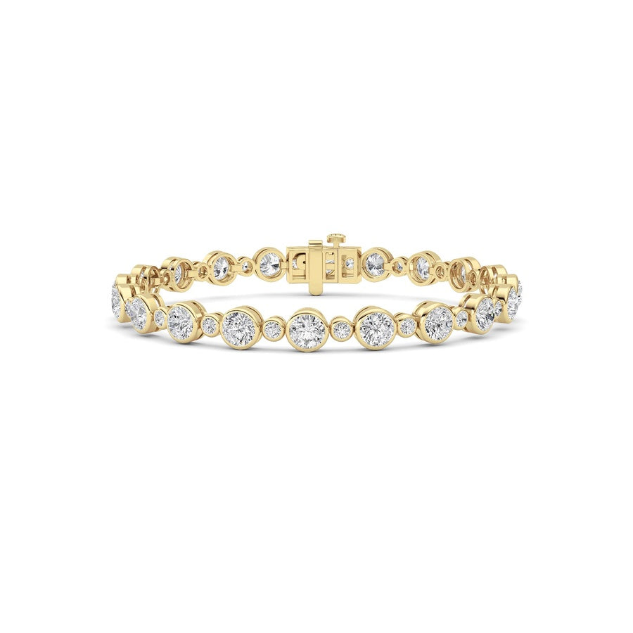 9Cttw Round Lab Grown Diamond (F/VS ) Bezel Set Bracelet in 14K Gold
