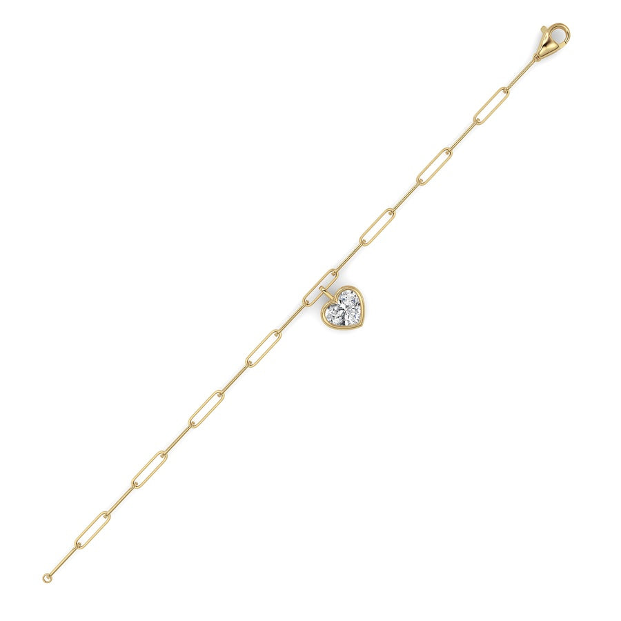 3Cttw Heart Lab Grown Diamond (F/VS ) Bezel Set Bracelet in 14K Gold