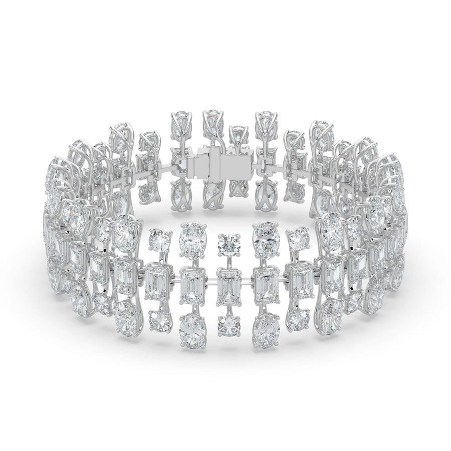 34.5Cttw Mix Shaped Lab Grown Diamond (F/VS) Bracelet in 14K Gold