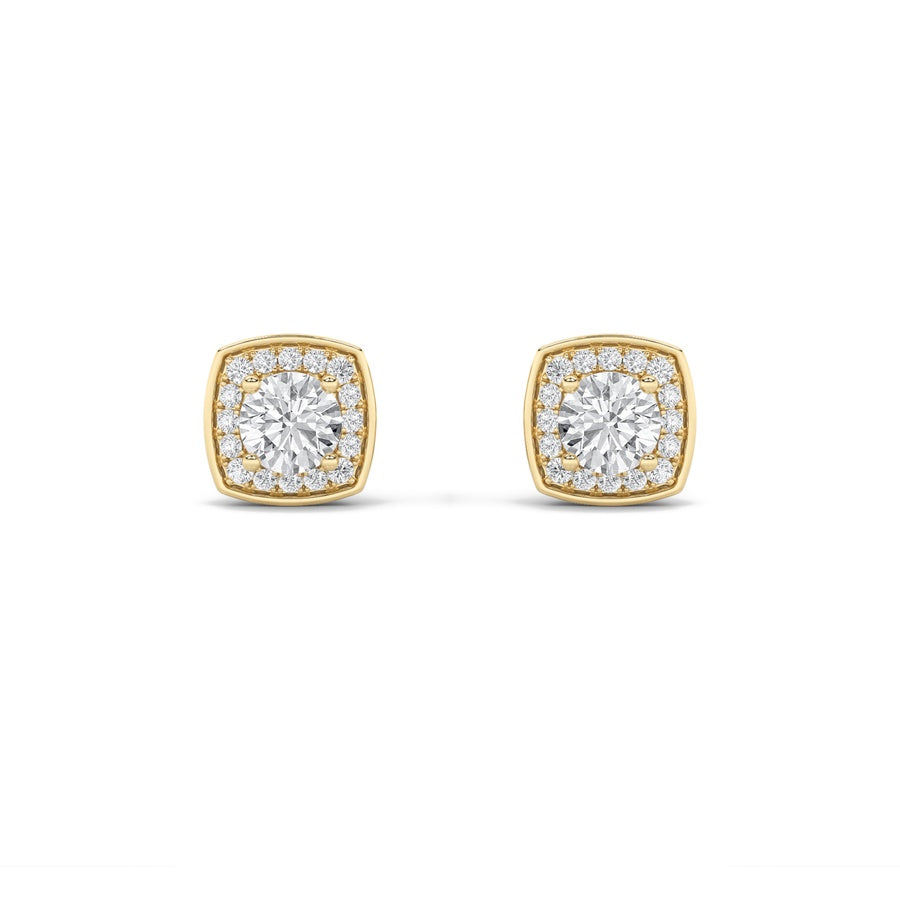 Round Shape Halo Stud Earrings lab grown diamond