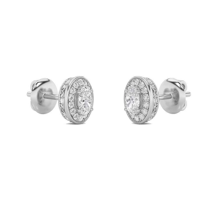 Oval Shape Halo Stud Earrings lab grown diamond