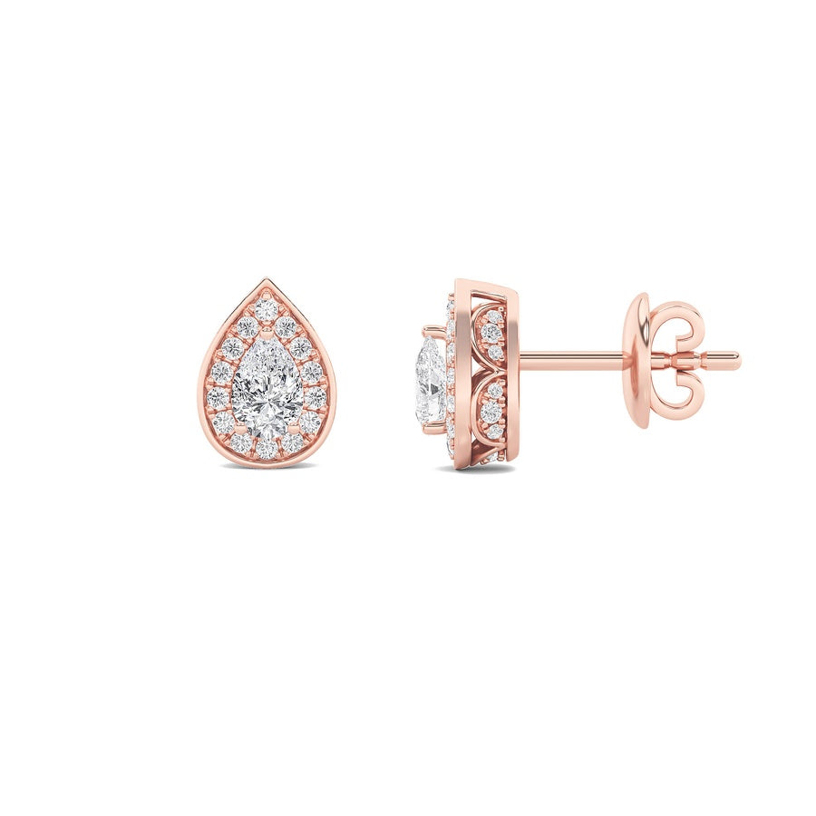 Pear Shape Lab Grown Diamond F Vvs Halo Stud Earrings lab grown diamond
