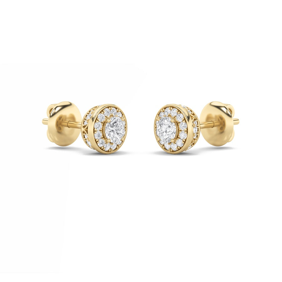 Round Shape Halo Stud Earrings lab grown diamond