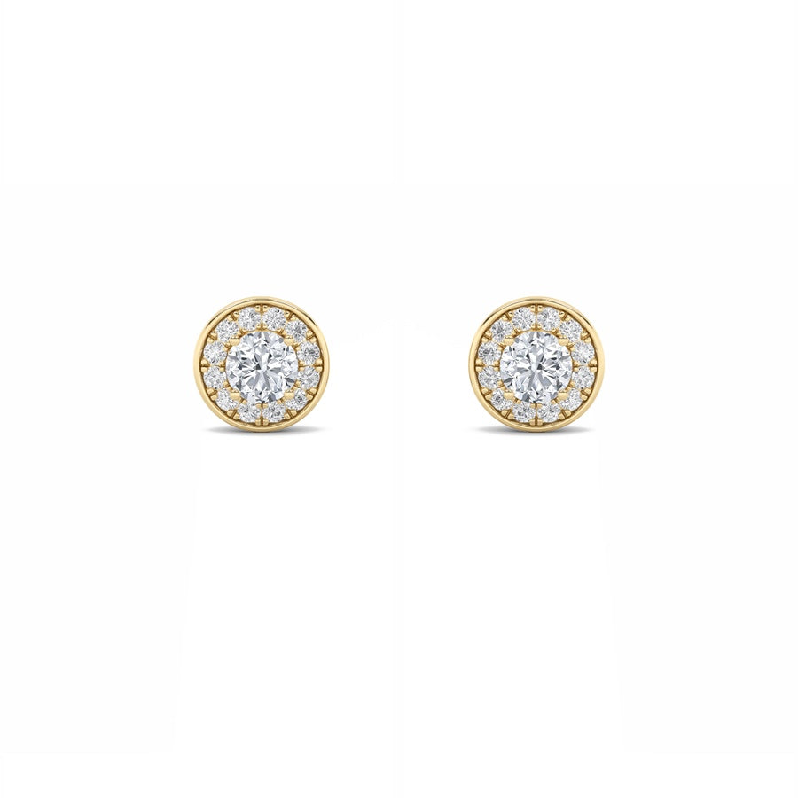Round Shape Halo Stud Earrings lab grown diamond
