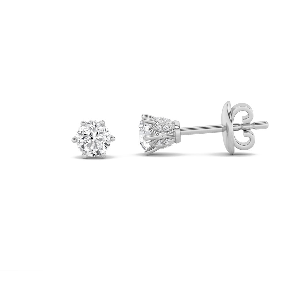 3Cttw Round Shaped Lab Grown Diamond (F/VS) TulipHead Stud Earrings in 14K Gold