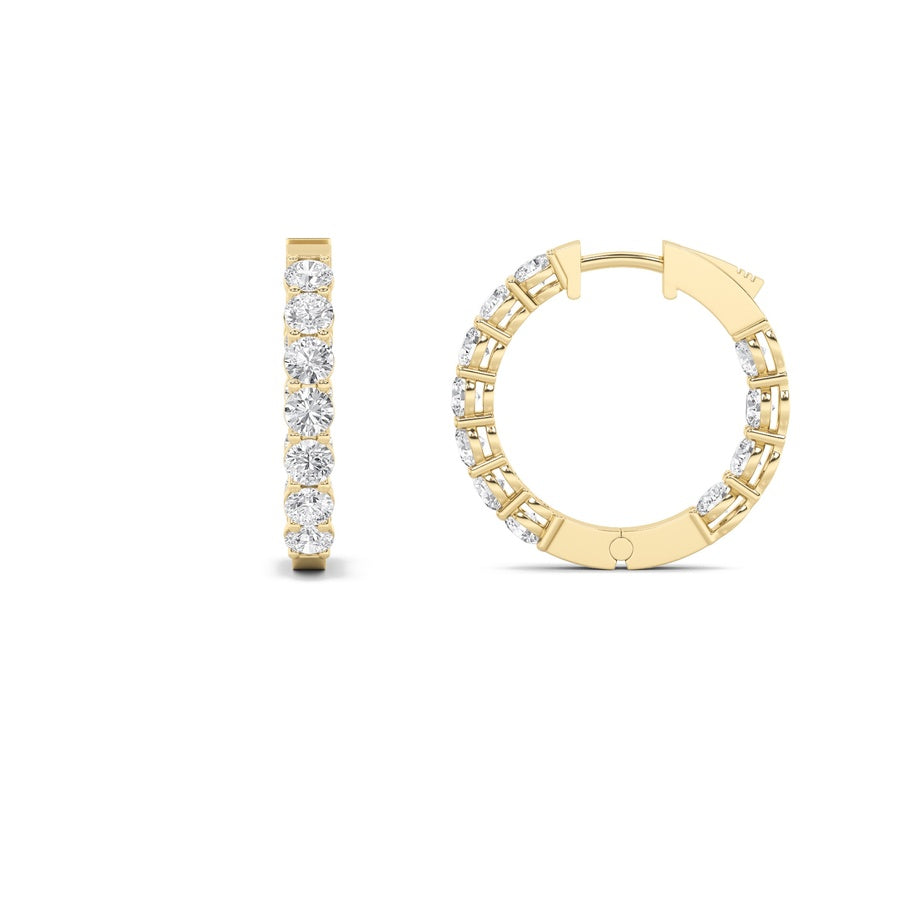 Round Shape Inside Out Hoop Earrings lab grown diamond