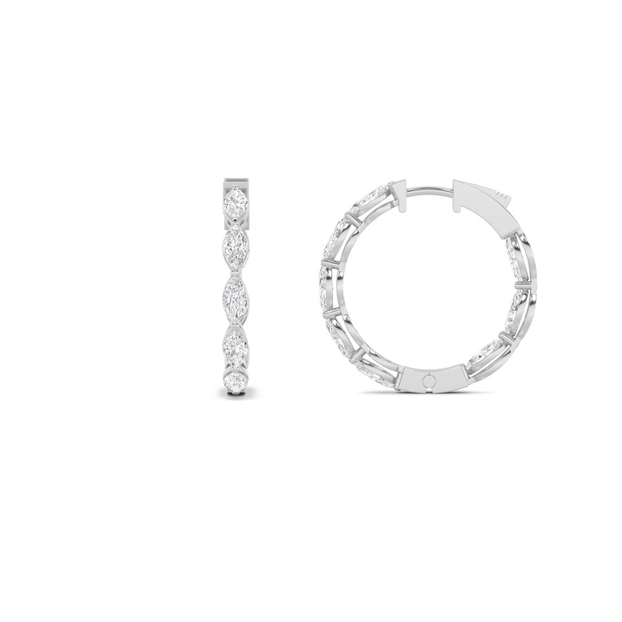 Marquise Shape Inside Out Hoop Earrings lab grown diamond