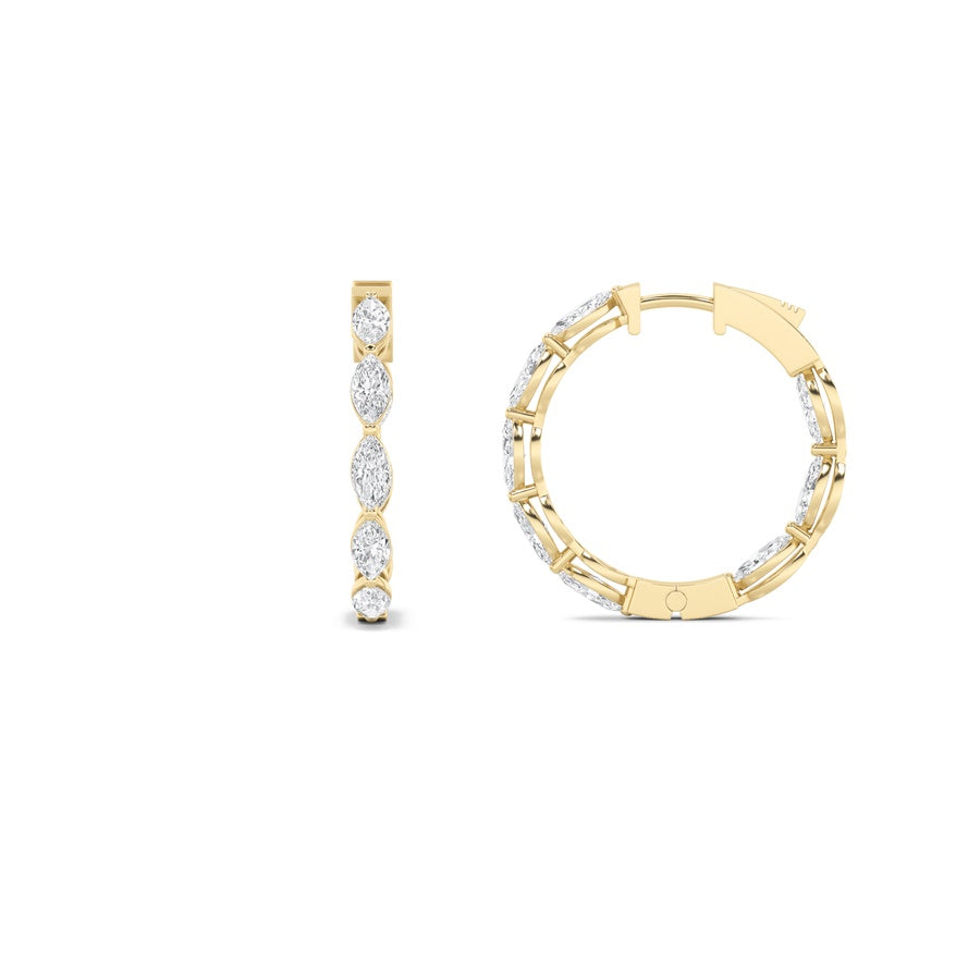 Marquise Shape Inside Out Hoop Earrings lab grown diamond