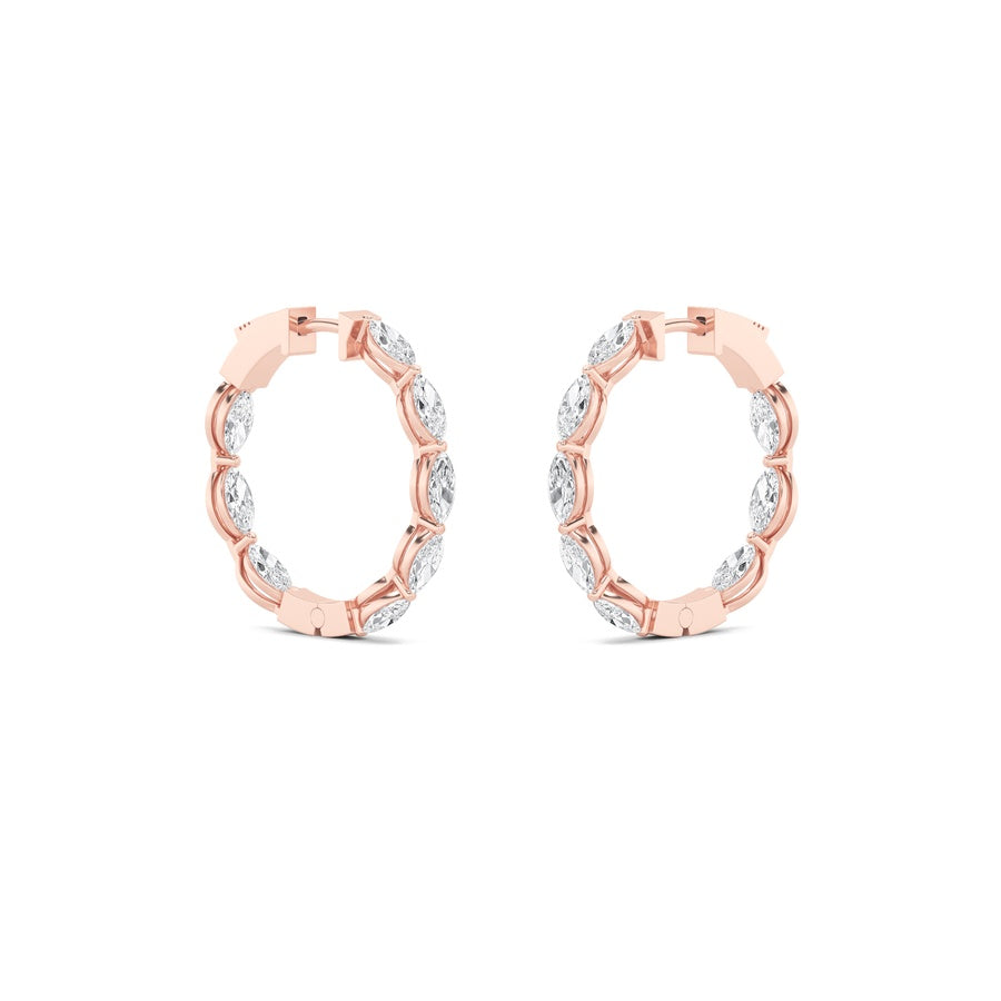 Marquise Shape Inside Out Hoop Earrings lab grown diamond