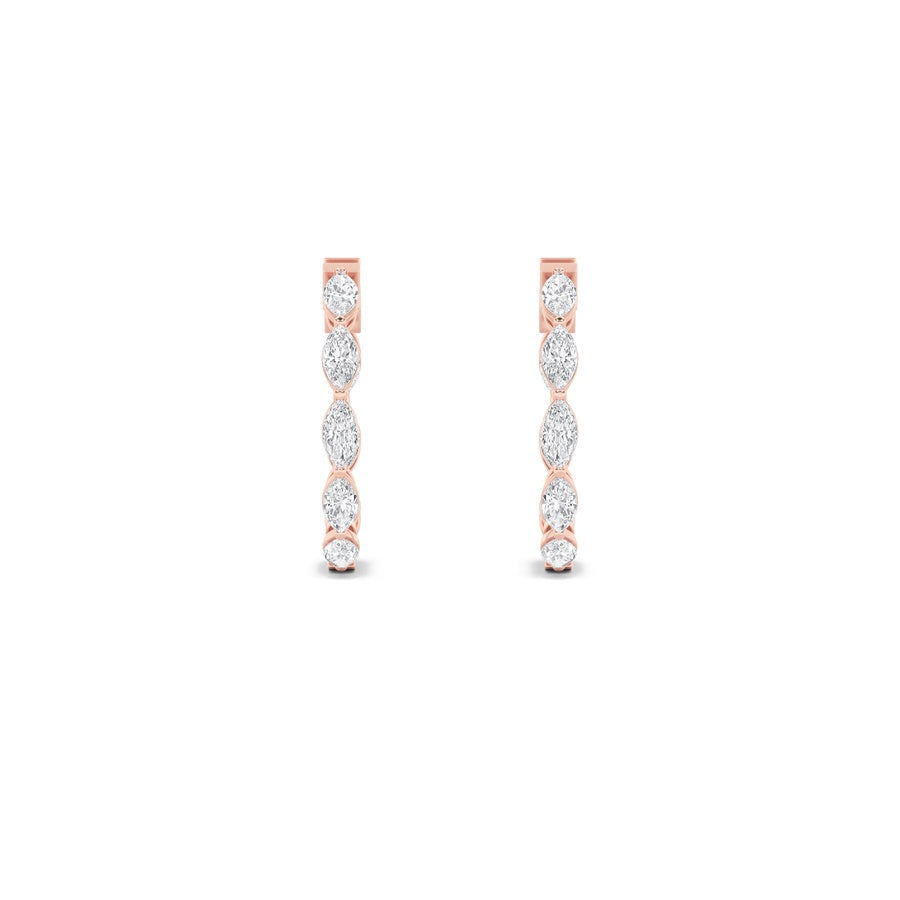 Marquise Shape Inside Out Hoop Earrings lab grown diamond