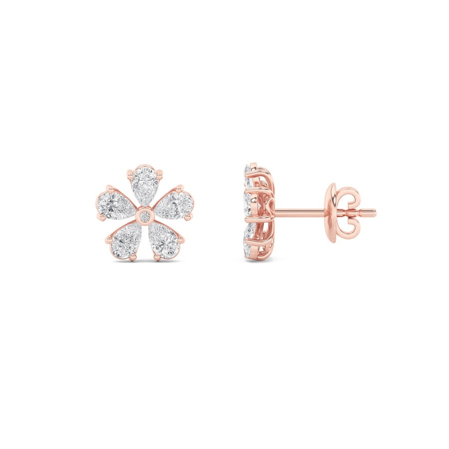Pear Shape Floral Earrings lab grown diamond