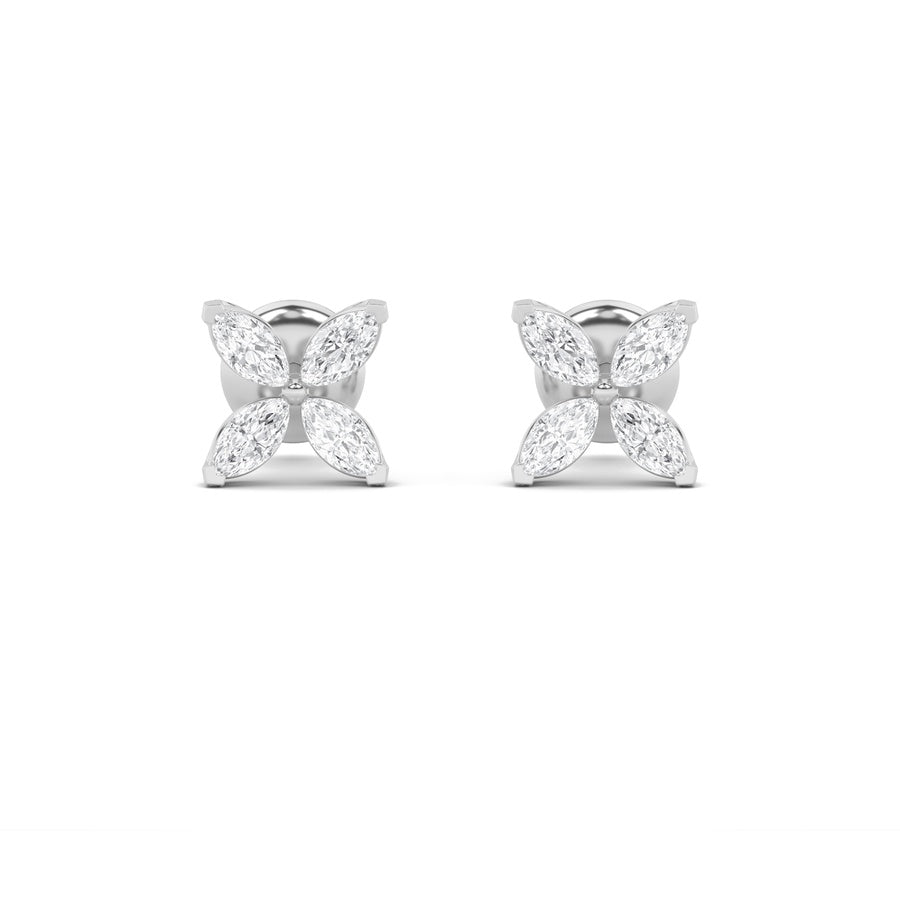 Marquise Shape Flower Earrings lab grown diamond