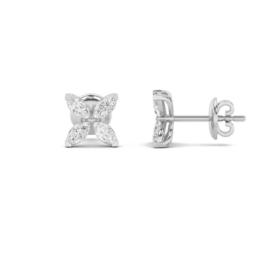 Marquise Shape Flower Earrings lab grown diamond