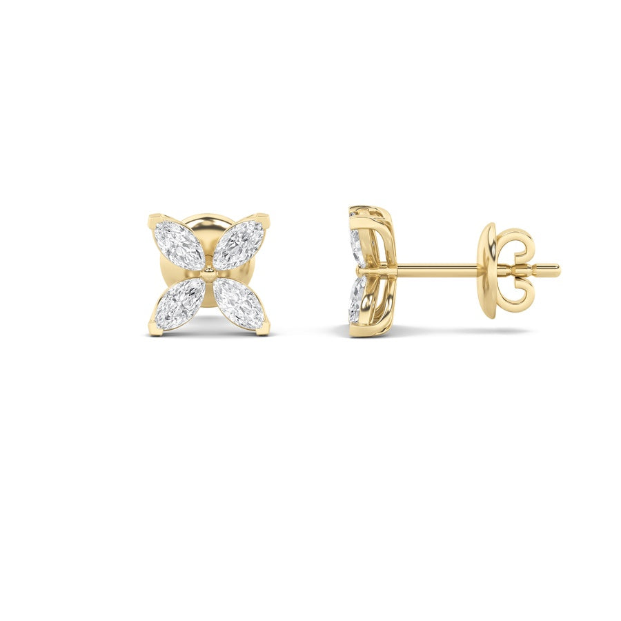 Marquise Shape Flower Earrings lab grown diamond