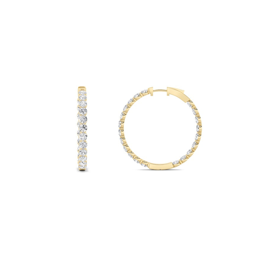 7Cttw Round Shaped Lab Grown Diamond (F/VS) Insideout Hoop Earrings in 14K Gold