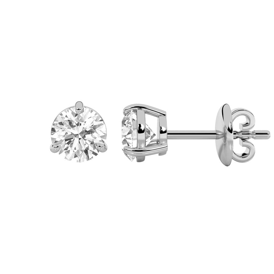 Round Shape Classic Basket Set Stud Earrings lab grown diamond