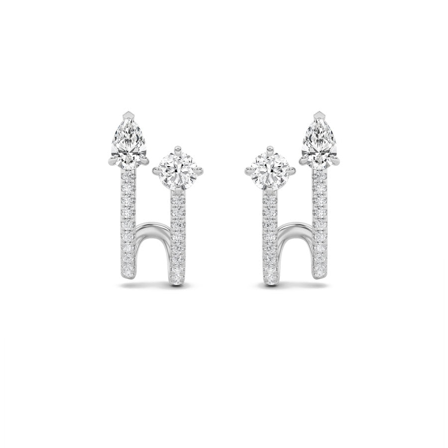 2.5Cttw Round Shaped Lab Grown Diamond (F/VS) Toiet Moi Accented Earrings in 14K Gold