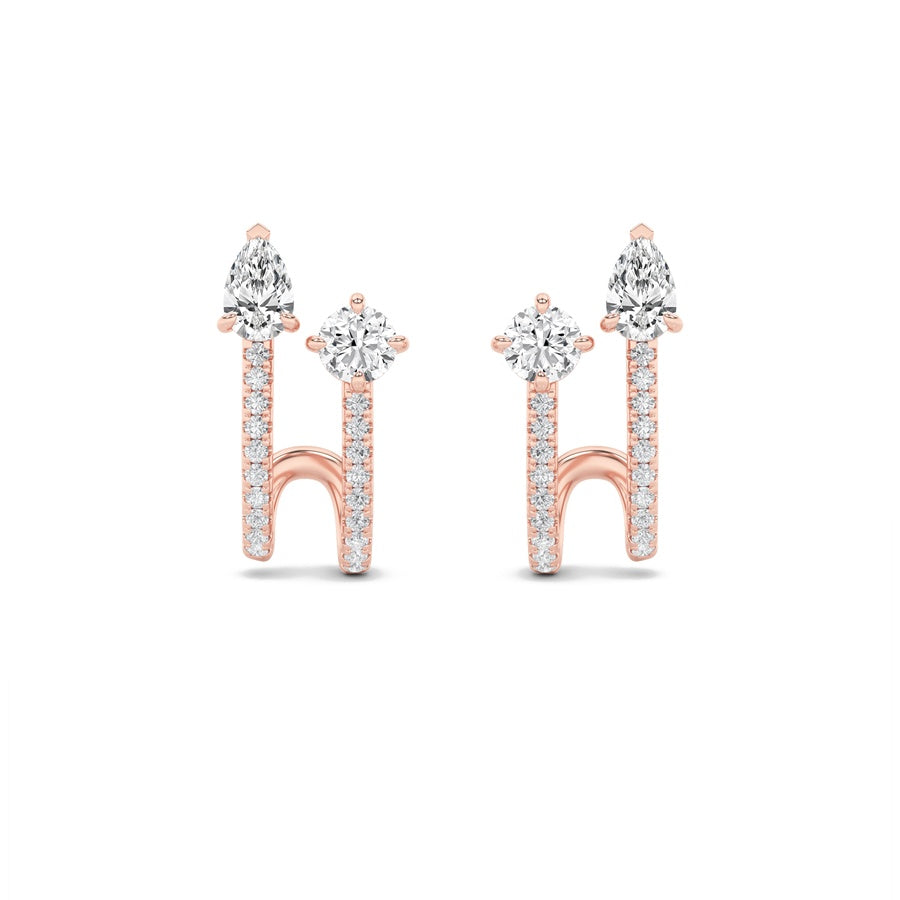 2.5Cttw Round Shaped Lab Grown Diamond (F/VS) Toiet Moi Accented Earrings in 14K Gold