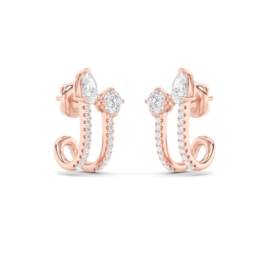 2.5Cttw Round Shaped Lab Grown Diamond (F/VS) Toiet Moi Accented Earrings in 14K Gold