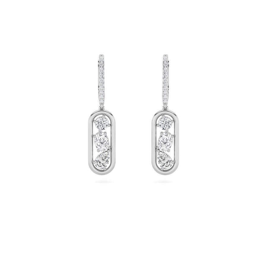 1.5Cttw Mixed Shaped Lab Grown Diamond (F/VS) Paperclip Dangle Earrings in 14K Gold