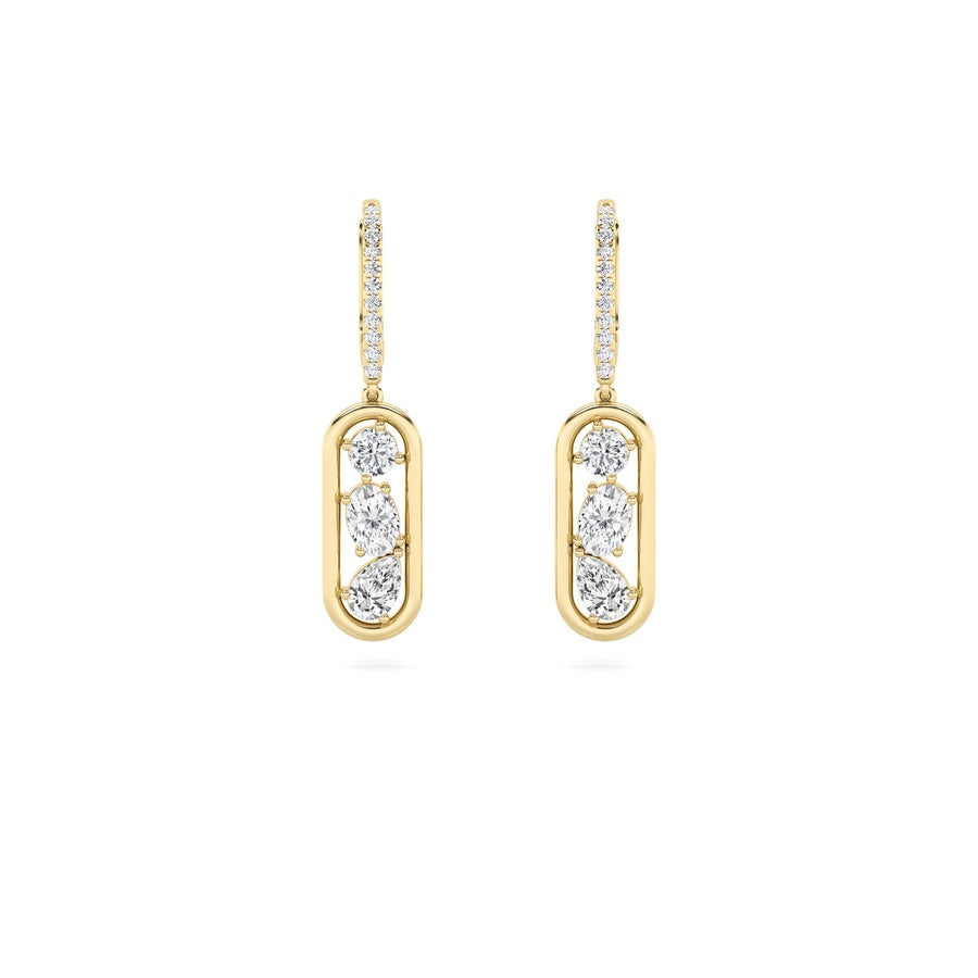 1.5Cttw Mixed Shaped Lab Grown Diamond (F/VS) Paperclip Dangle Earrings in 14K Gold