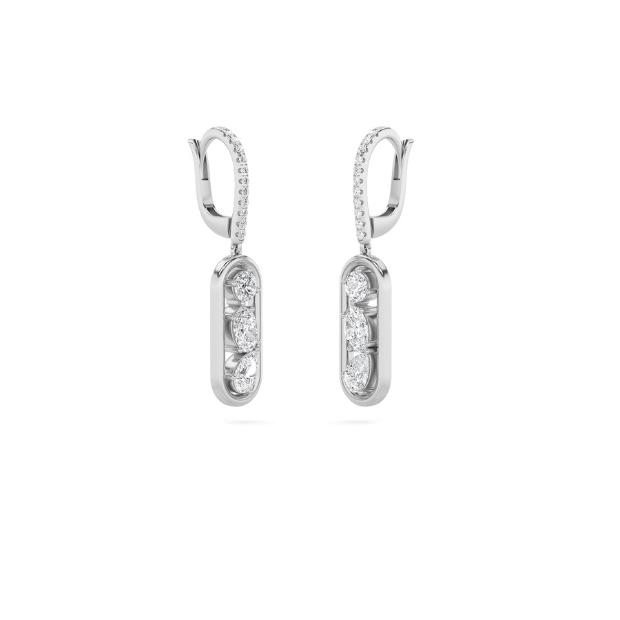 Mixed Shape Paperclip Dangle Earrings lab grown diamond
