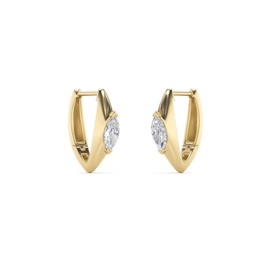 1Cttw Marquise Shaped Lab Grown Diamond (F/VS) Solitaire Huggie  Earrings in 14K Gold