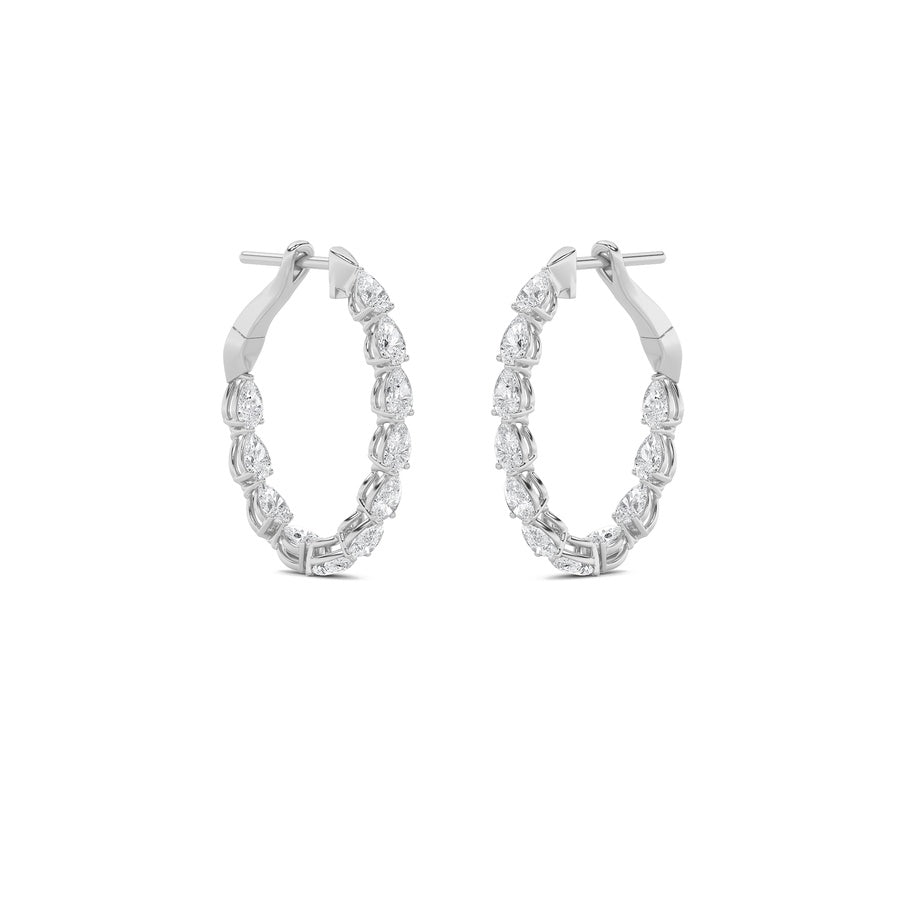 4.25Cttw Pear Shaped Lab Grown Diamond (F/VS) Inside Out Hoop Earrings in 14K Gold