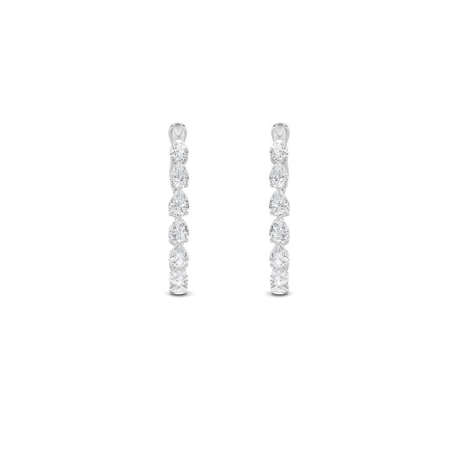 4.25Cttw Pear Shaped Lab Grown Diamond (F/VS) Inside Out Hoop Earrings in 14K Gold