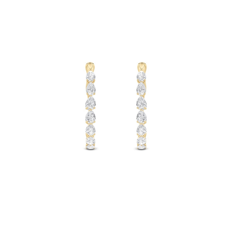 4.25Cttw Pear Shaped Lab Grown Diamond (F/VS) Inside Out Hoop Earrings in 14K Gold