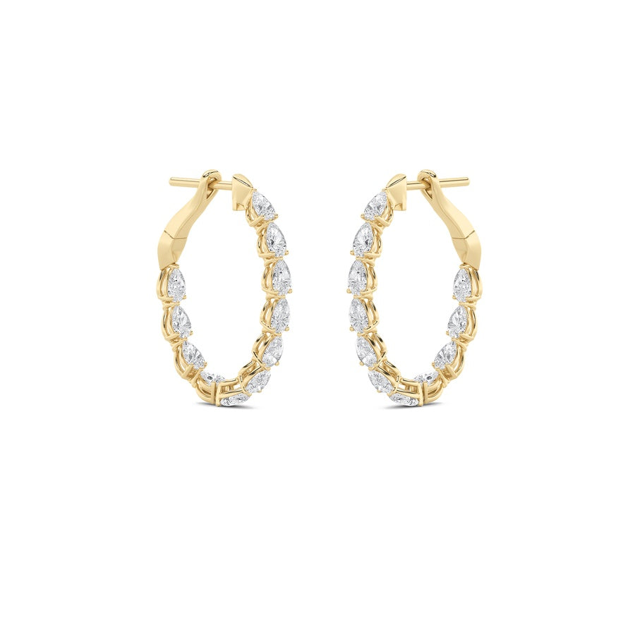 4.25Cttw Pear Shaped Lab Grown Diamond (F/VS) Inside Out Hoop Earrings in 14K Gold