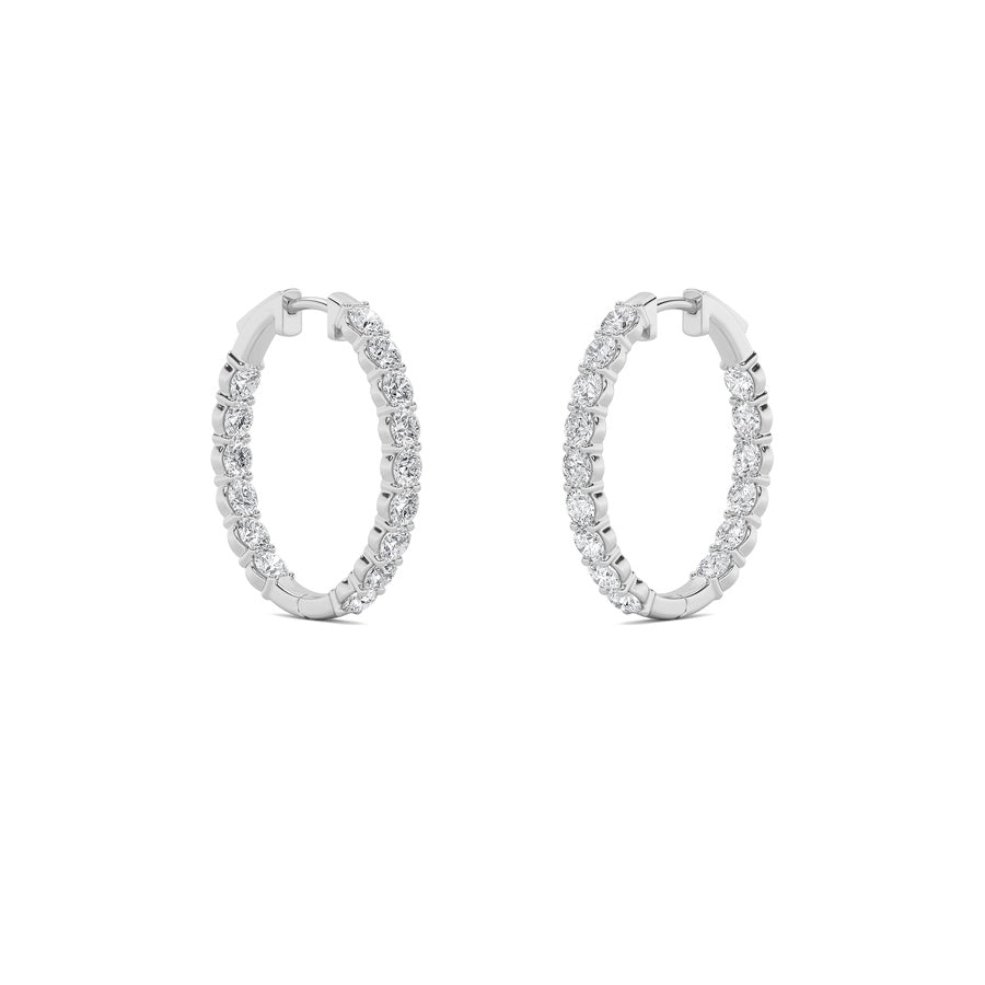 Round Shape Inside Out Hoop Earrings lab grown diamond