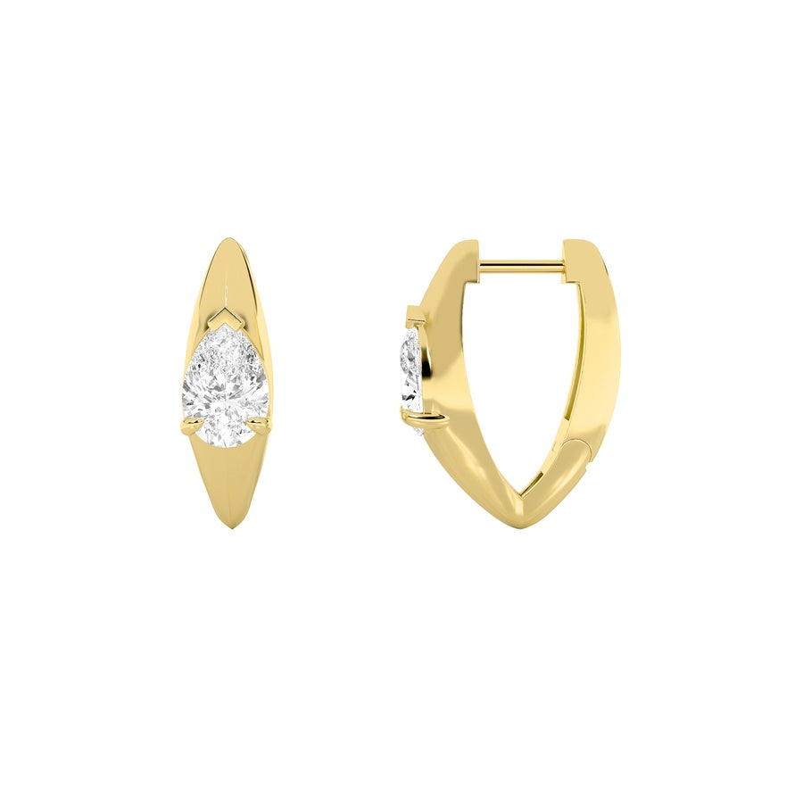 Pear Shape Solitaire Huggie Earrings lab grown diamond