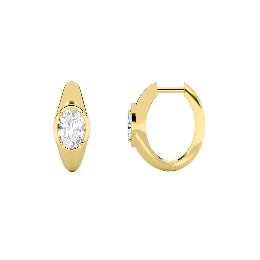 Oval Shape Solitaire Huggie Earrings lab grown diamond