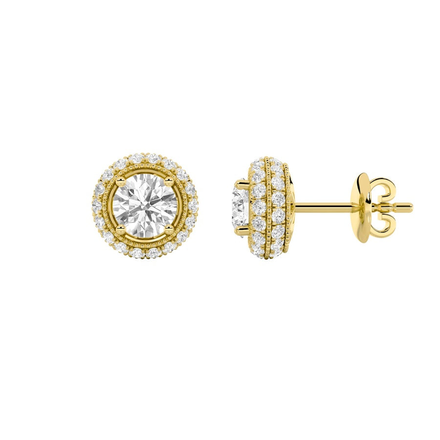Round Shape Stud Earrings lab grown diamond