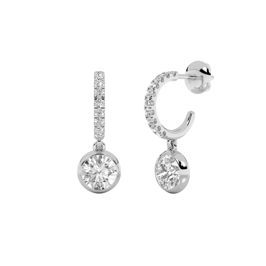 2Cttw Round Shaped Lab Grown Diamond (F/VS) DangleEarrings in 14K Gold