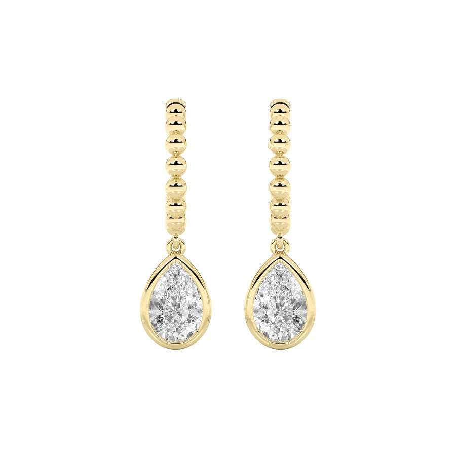 1Cttw Pear Shaped Lab Grown Diamond (F/VS) DangleEarrings in 14K Gold