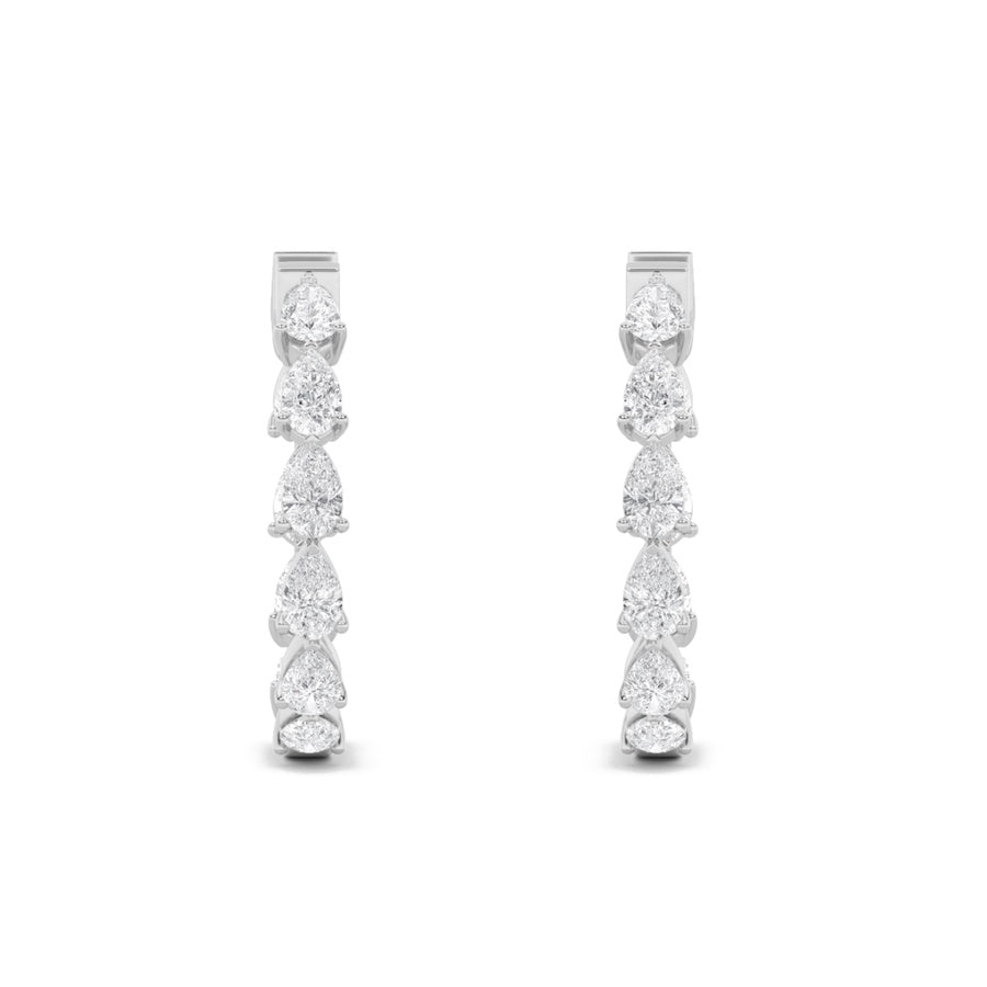 4Cttw Pear Shaped Lab Grown Diamond (F/VS) InsideOut Hoop Earrings in 14K Gold