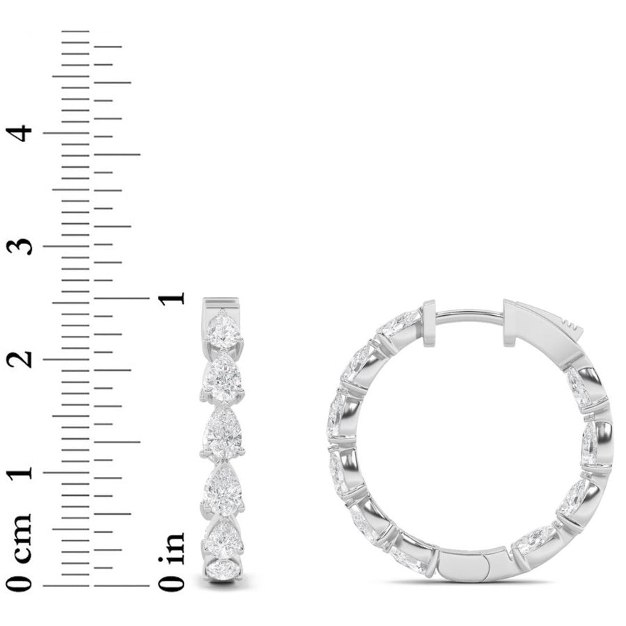 4Cttw Pear Shaped Lab Grown Diamond (F/VS) InsideOut Hoop Earrings in 14K Gold