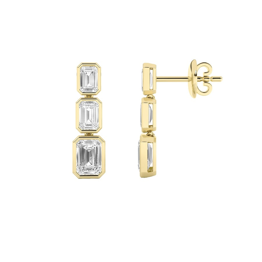 5Cttw Emerald Shaped Lab Grown Diamond Earrings in14K Gold