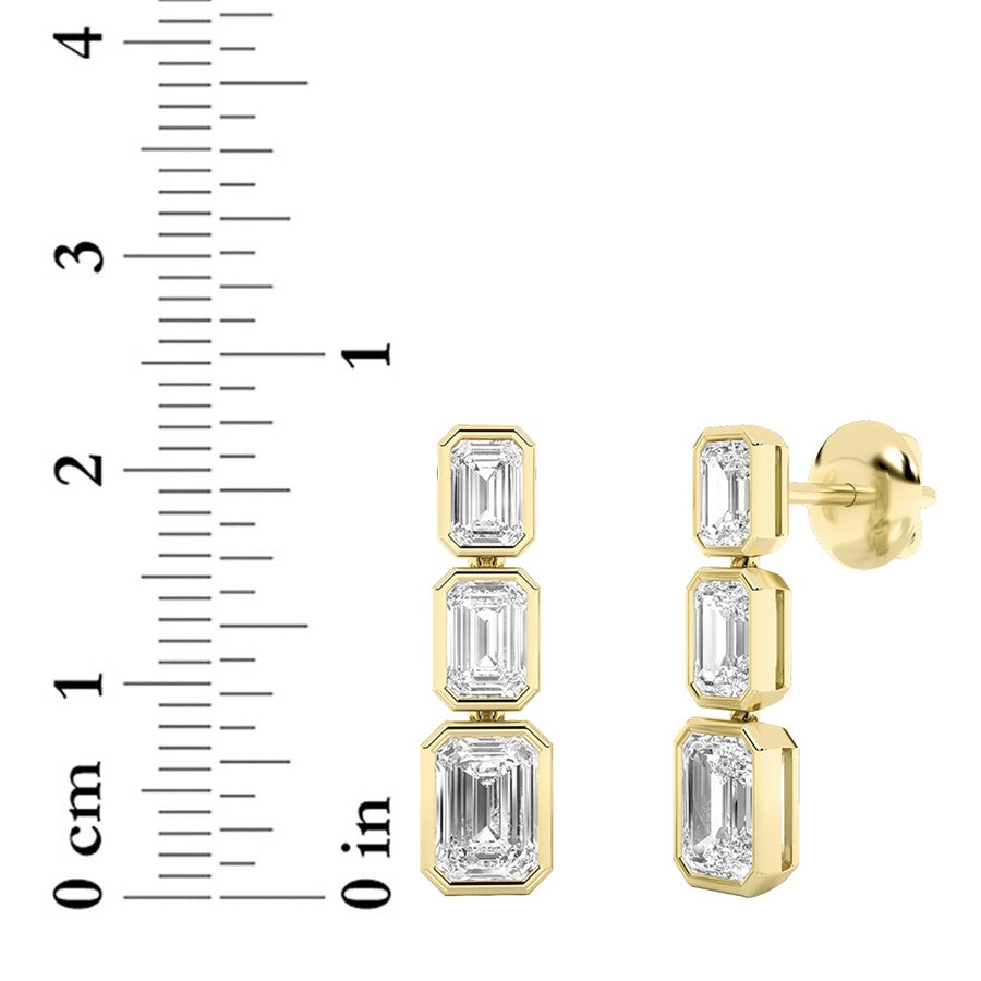 5Cttw Emerald Shaped Lab Grown Diamond Earrings in14K Gold